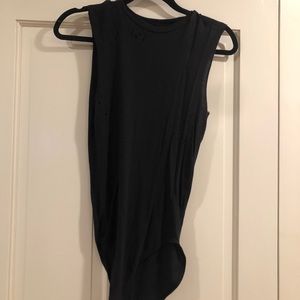 distressed black tank top bodysuit